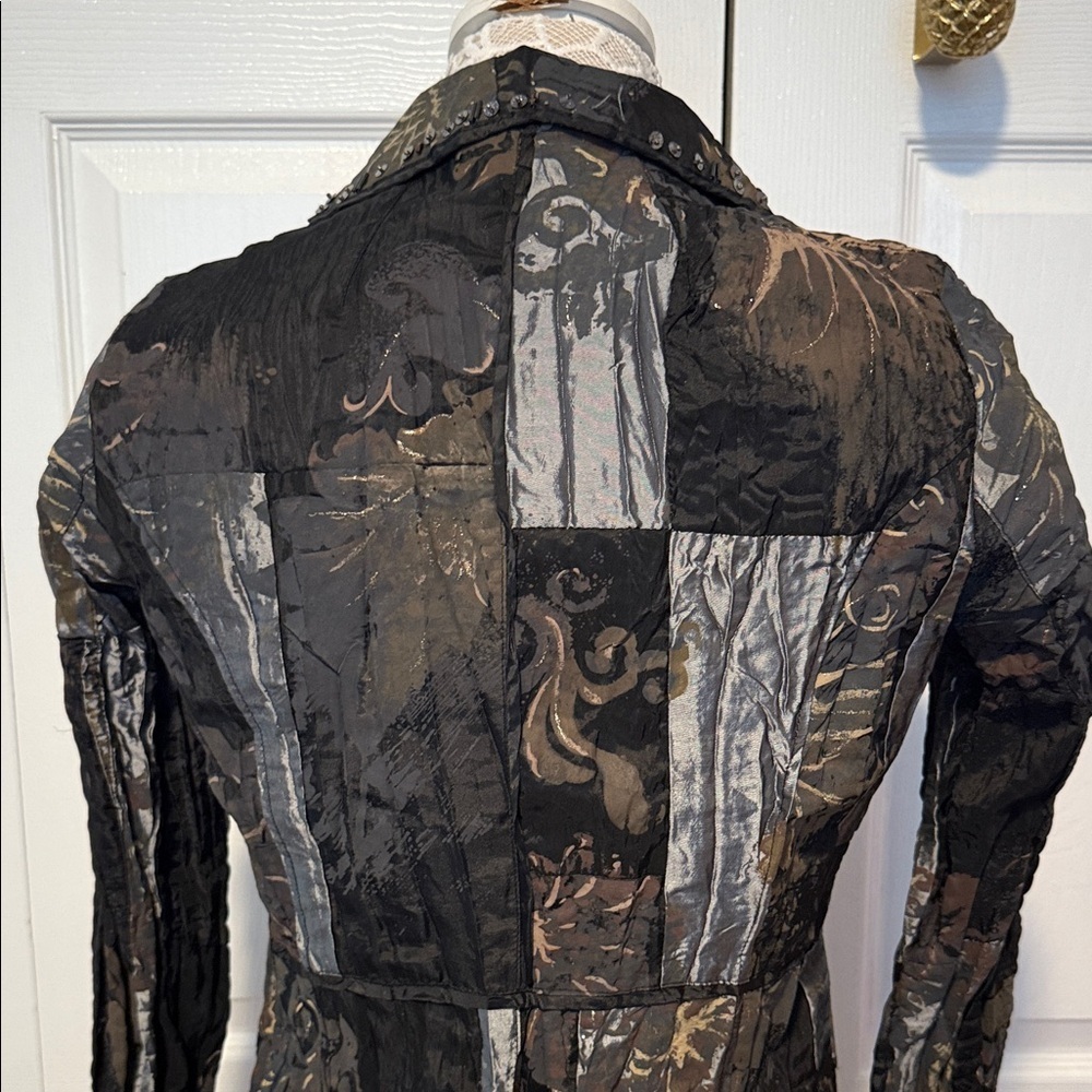 Alberto Makali patchwork blazer jacket three-button sequin embellishments S - Picture 7 of 12